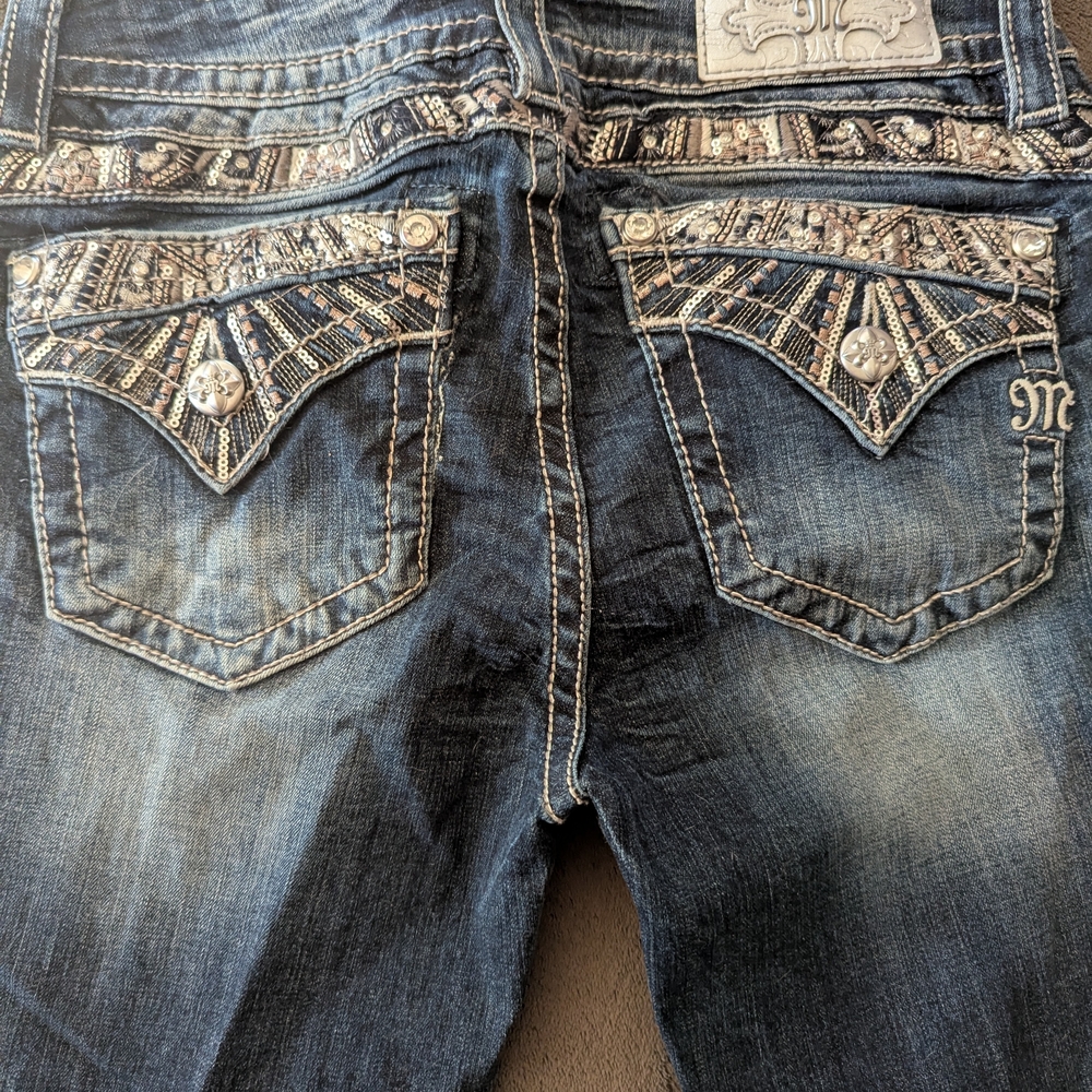 Miss Me Women's Flare Jeans - Dark Blue - Picture 3 of 4